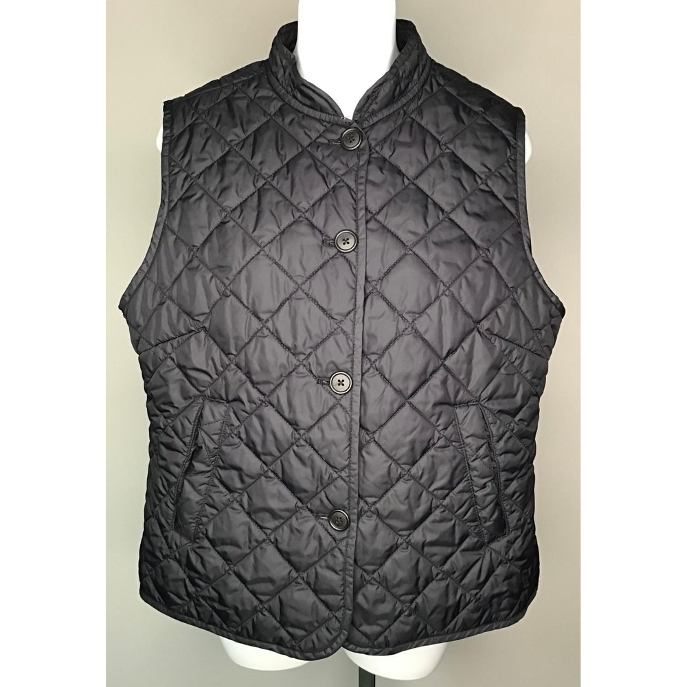 Gap Womens‎ Sz L Quilted Vest Black Button Front Ultralite Layering Gorpcore Y2K